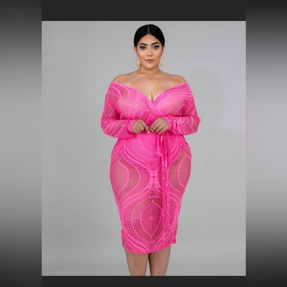 Beautiful neon pink bodycon dress
